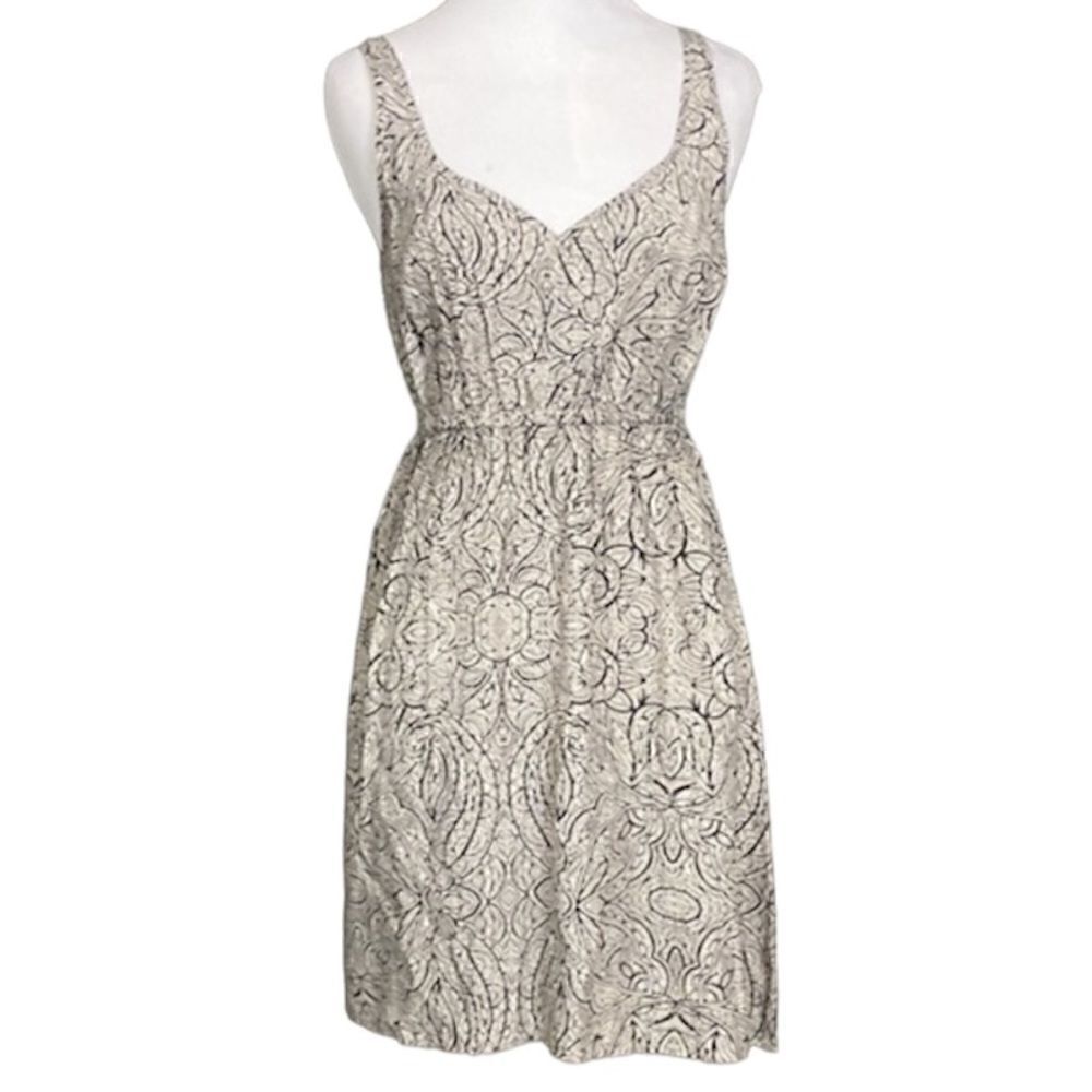 Anthropologie Starry Night black and cream Floral Paisley Print Mini Dress